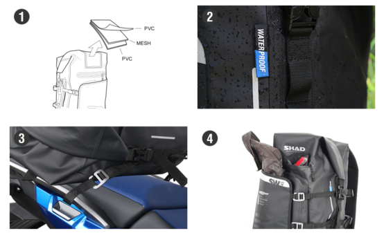 Motorrad Rucksäcke / Hüfttasche Shad Waterproof Backpack SW38 Black - 7