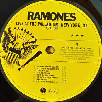 Vinyl Record Ramones - RSD - Live At The Palladium, New York, Ny (12/31/79) (LP) - 7