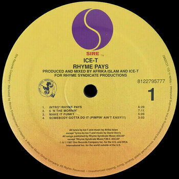 Vinyl Record Ice-T - Rhyme Pays (LP) - 5