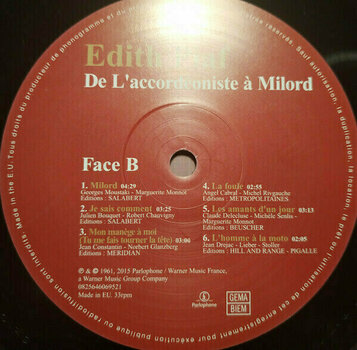 Disco de vinilo Edith Piaf - De L'Accordeoniste A Milord (LP) - 4