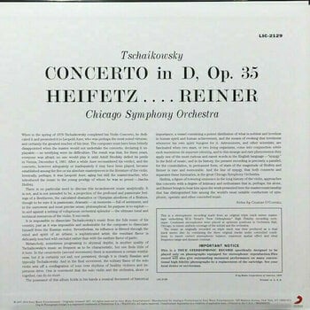 Vinyl Record Fritz Reiner - Tchaikovsky: Violin Concerto/ Heifetz (LP) - 2