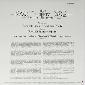 LP plošča Sir Malcolm Sargent - Bruch: Scottish Fantasy/Vieuxtemps: Concerto No. 5/ Heifetz (LP) - 2