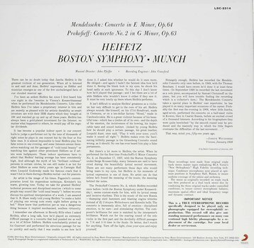 Vinyl Record Charles Munch - Mendelssohn: Concerto in E Minor/Prokofiev: Concerto No. 2 in G Minor (LP) - 2