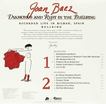 Vinyl Record Joan Baez - Diamonds and Rust in the Bullring (LP) - 2