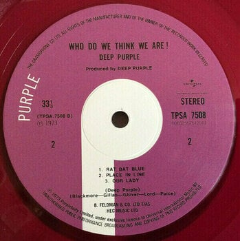Vinyl Record Deep Purple - Who Do We Think We Are (Purple Coloured) (LP) - 8