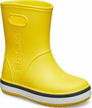 Kids Sailing Shoes Crocs Kids' Crocband Rain Boot Yellow/Navy 22-23 - 2