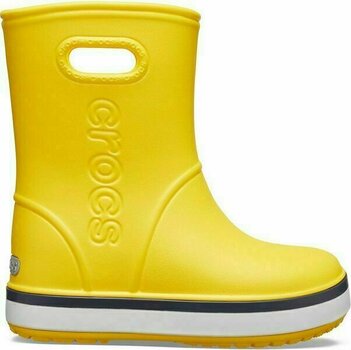 Kids Sailing Shoes Crocs Kids' Crocband Rain Boot Yellow/Navy 22-23 - 3