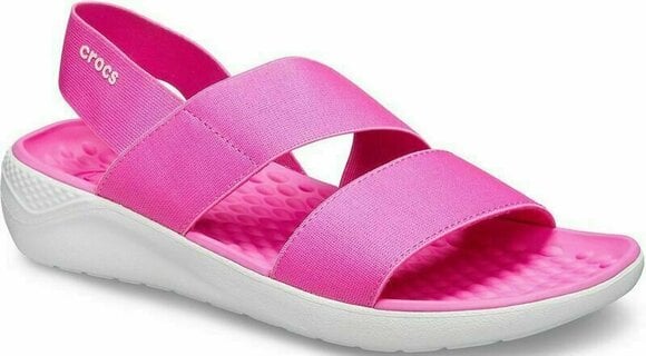 Womens Sailing Shoes Crocs Women's LiteRide Stretch Sandal Electric Pink/Almost White 34-35 - 2