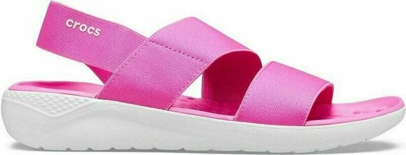 Womens Sailing Shoes Crocs Women's LiteRide Stretch Sandal Electric Pink/Almost White 34-35 - 3