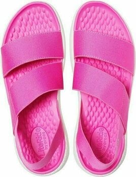 Womens Sailing Shoes Crocs Women's LiteRide Stretch Sandal Electric Pink/Almost White 34-35 - 4