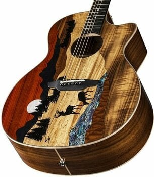 Jumbo elektro-akoestische gitaar Luna Vista Deer Tropical Wood Deer motif on exotic marquetry - 2