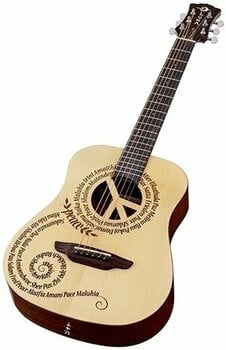 Folk Guitar Luna 3/4 Travel Laser etched peace art - 2