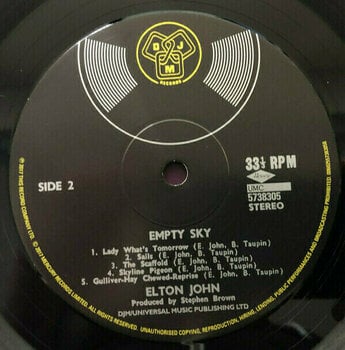 Vinyl Record Elton John - Empty Sky (LP) - 6