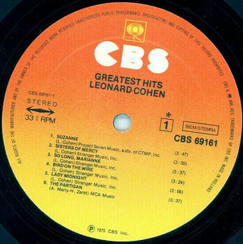 Vinyl Record Leonard Cohen Greatest Hits (LP) - 3