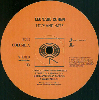 Vinyl Record Leonard Cohen Songs of Love and Hate (LP) - 4