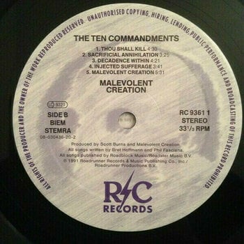 Vinyl Record Malevolent Creation - The Ten Commandments (LP) - 3