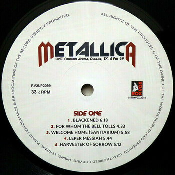 Disco de vinilo Metallica - Live: Reunion Arena, Dallas, TX, 5 Feb 89 (2 LP) - 2