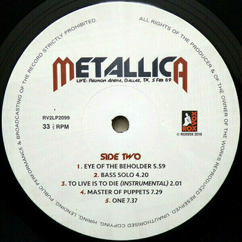 Vinyl Record Metallica - Live: Reunion Arena, Dallas, TX, 5 Feb 89 (2 LP) - 3