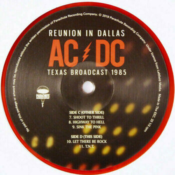 Vinyl Record AC/DC - Reunion In Dallas - Texas Broadcast 1985 (Limited Edition) (2 LP) - 4
