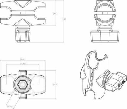 Suporte/mala para motociclos Ram Mounts Double Socket Arm Short Suporte/mala para motociclos - 3