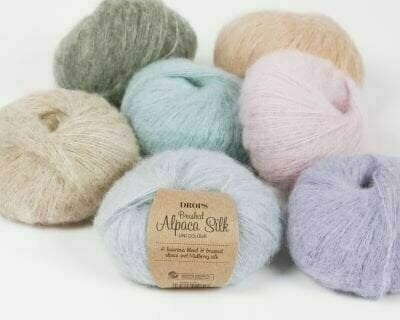 Fil à tricoter Drops Brushed Alpaca Silk 01 Off White - 2