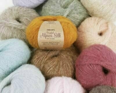 Fios para tricotar Drops Brushed Alpaca Silk 02 Light Grey - 2