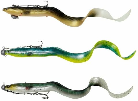 Isca de borracha Savage Gear 3D Real Eel Green Silver 15 cm 12 g - 3