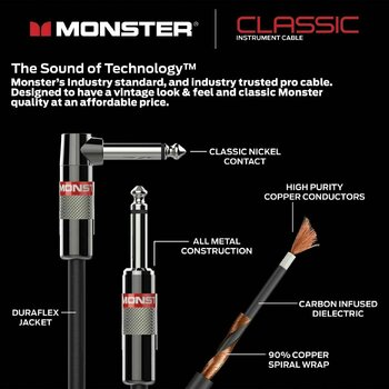 Hangszerkábel Monster Cable CLAS-I-12AWW-U 3,6 m Egyenes - Pipa Hangszerkábel - 5