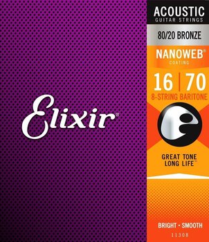 Snaren voor akoestische gitaar Elixir 11308 Nanoweb 16-70 - 2