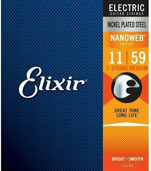 Cordes pour guitares électriques Elixir Nanoweb 12106 Medium 7-String - 2