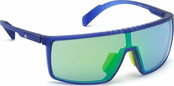 Sport Glasses Adidas SP0004 91Q Transparent Frosted Eletric Blue/Grey Mirror Green Blue - 7
