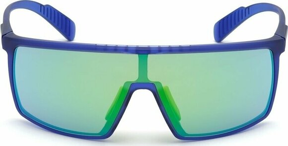Sport Glasses Adidas SP0004 91Q Transparent Frosted Eletric Blue/Grey Mirror Green Blue - 8