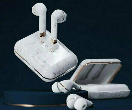 True trådlös in-ear Happy Plugs Air 1 Plus Earbud White Marble - 6