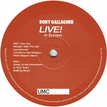Vinyl Record Rory Gallagher - Live! In Europe (Remastered) (LP) - 4