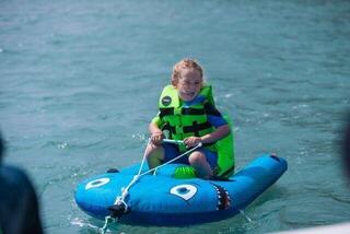 Napihljiva vodna atrakcija Jobe Shark Trainer 1 Green/Blue Napihljiva vodna atrakcija - 1