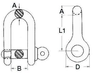 Vponke Osculati Bow Shackle Stainless Steel with Captive Pin - 1