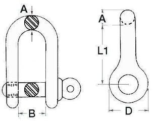 Bootsluiting Osculati D Shackle Stainless Steel with Captive Pin - 1