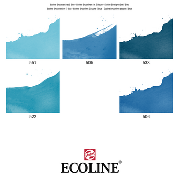 Marqueur Ecoline Brush pen X7 Stylos aquarelle Blue 5 pièces - 4