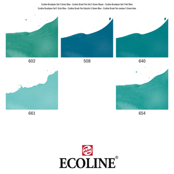 Μαρκαδόρος Ecoline Brush pen X10 Ακουαρέλα στυλό Green Blue 5 Τεμ. - 4
