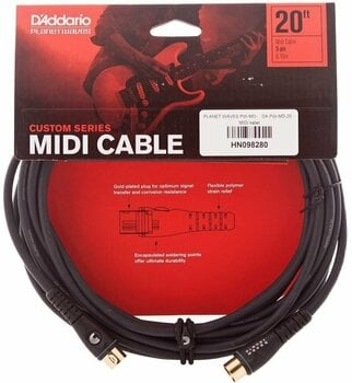 MIDI Cable D'Addario Planet Waves PW-MD-20 Black 6 m - 3