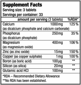 Calcium, Magnesium, Zinc BioTechUSA Calcium Zinc Magnesium No Flavour Tablets Calcium, Magnesium, Zinc - 2