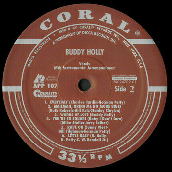 Disco in vinile The Crickets/Buddy Holly - Buddy Holly (Mono) (180g) - 4