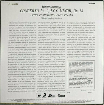 Hanglemez Rubinstein and Reiner - Rachmaninoff: Concerto No. 2 (LP) (200g) - 3