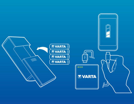 Power Bank Varta Alkaline Powerpack 3 Adaptors 4xAA Power Bank - 5