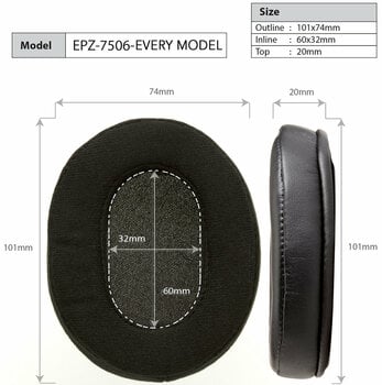 Oreillettes pour casque Earpadz by Dekoni Audio EPZ-7506-PU Oreillettes pour casque  ATH-M Series- MDR-V7506 Noir - 5