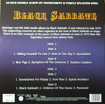 Disco in vinile Black Sabbath - Sabotage In Concert (White Coloured) (2 x 10" Vinyl) - 4