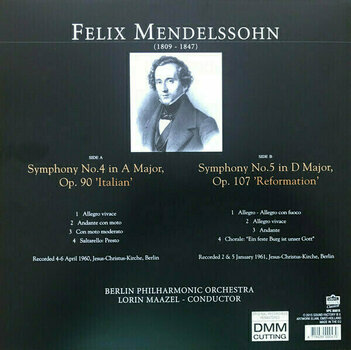 Disque vinyle F. Mendelssohn Symphony No. 4 Italian, Symphony No. 5 Reformation (LP) - 4