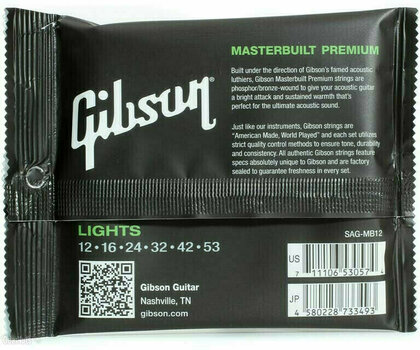 Snaren voor akoestische gitaar Gibson Masterbuilt Premium Phosphor Bronze 12-53 - 3