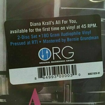 Vinyl Record Diana Krall - All For You A Dedication To The Nat King Cole (2 LP) - 2