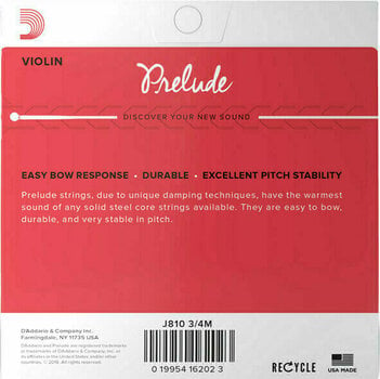 Corzi pentru vioară D'Addario J810 3/4M Prelude - 2